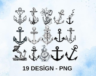 Paquete de PNG de tatuajes de marineros - Archivo de corte, Cricut, uso comercial, tatuaje de ancla