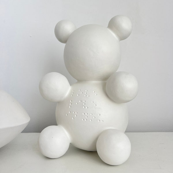 Abstract sculpture, Collectible Contemporary Art, Animal sculpture, Bear sculpture,  minimalism style, Ceramic sculpture white