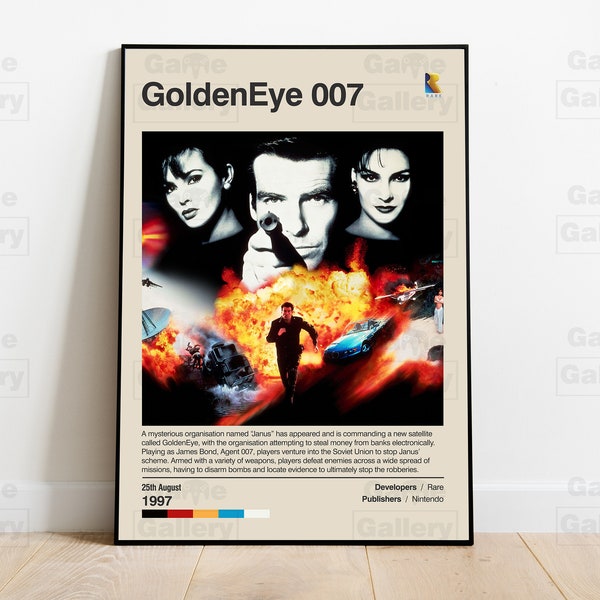 GoldenEye 007 Poster Gaming Room Print Video Game Poster Gaming Wall Decor Gaming Art Gaming Poster  Wall Art Gamer Gift James Bond N64