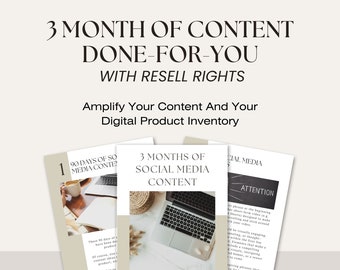 3 months done- for-you of content ideas, hooks and calls to actions. It comes with MRR/PLR rights which means you can also edit & resell it!