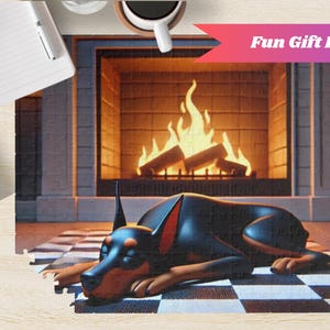 Sleeping Doberman Jigsaw Puzzle, Fun Family Activity, Dog Art, Relaxing Hobby, Kid Education Game, Animal Lover Gift Idea, Home Decor Accent