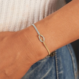 Bond Knot Gold and Silver Bracelet, Color Crossover Love Knot Bracelet, S925 Silver Minimalist Bracelet
