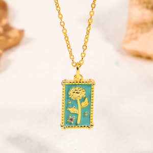 Emaille geboortebloemketting met geboortesteen, gepersonaliseerde geboortebloemhangerketting, cadeau voor haar, Moederdagcadeau