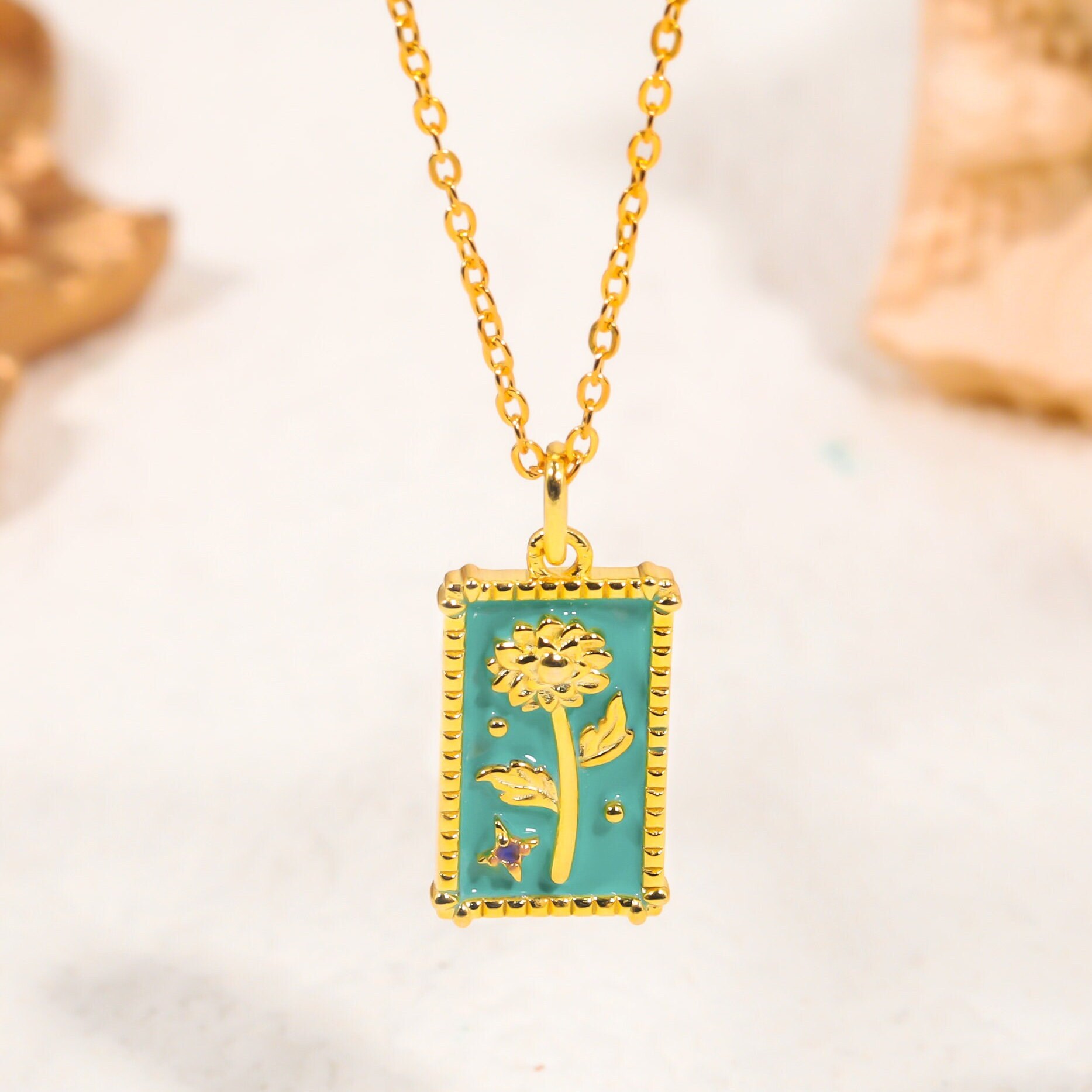 Enamel Flower Necklace - Etsy