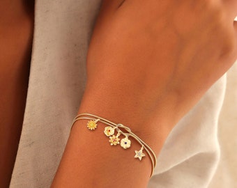 Geboorte bloemen knoop armband, gepersonaliseerde bloesem armband, geboortesteen bloem armband, cadeau voor haar