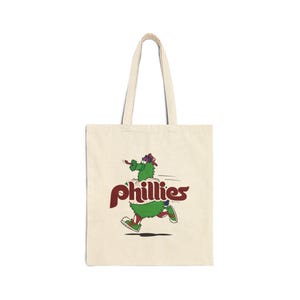 Coole canvas katoenen draagtas Phillies, cadeau voor haar, Farmers Market-draagtas, minimalistische draagtas, Phanatic-tas