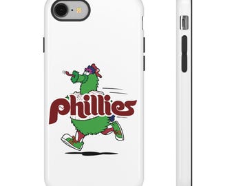 Funda resistente de los Phillies Phanatic, diseño de mascota protectora y duradera para fanáticos de los deportes, iPhone, Samsung Galaxy y Google Pixel.