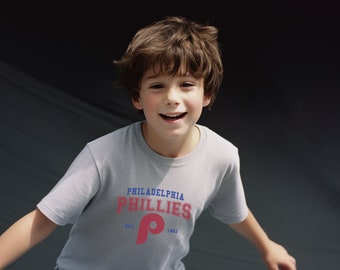 Philadelphia Phillies Kids Heavy Cotton Tee, Youth Baseball Fan T-Shirt, Youth Baseball Shirt