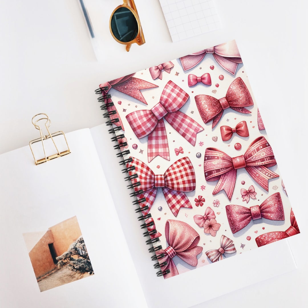 Chic Coquette Spiral Notebook With Pink Bows - Cute & Stylish Journal ...