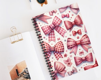 Chic Coquette Spiral Notebook with Pink Bows - Cute & Stylish Journal for Writing and Notes - Feminine Stationery for School and Office