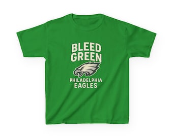 Camiseta infantil de los Philadelphia Eagles - Verde claro, camiseta juvenil de fútbol, ropa deportiva divertida, atuendo para el día del partido, regalo para jóvenes fanáticos, fanáticos de los deportes de Filadelfia