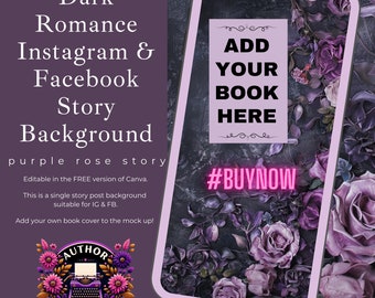 Dark Romance Purple Rose Story Template - Elegant Dark Floral Instagram Facebook REELS Background - Digital Download for Social Media Posts