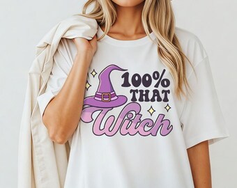 That Witch Shirt, 100 Percent That Witch Halloween T Shirt, Pastel Goth Sweatshirt, Witchy Hoodie, Cute Pink Witch Shirt