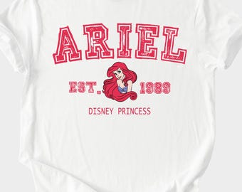 Ariel Disney Princess Shirt – Vintage Graphic Tee with Ariel Letter Print and Little Mermaid Art