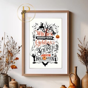 WITCHY Halloween Wall DECOR | Witch Broom | Skeleton Wall Hanging | WITCHY Decor | Halloween Printable | Witch Printable