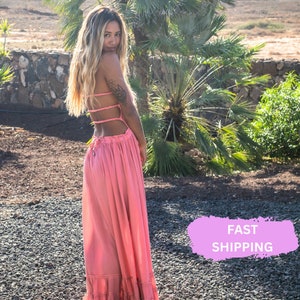 Summer Dress Boho Sundress, Backless Bohemian Dress, Long Boho Dress For Women, Maxi Sun Dress