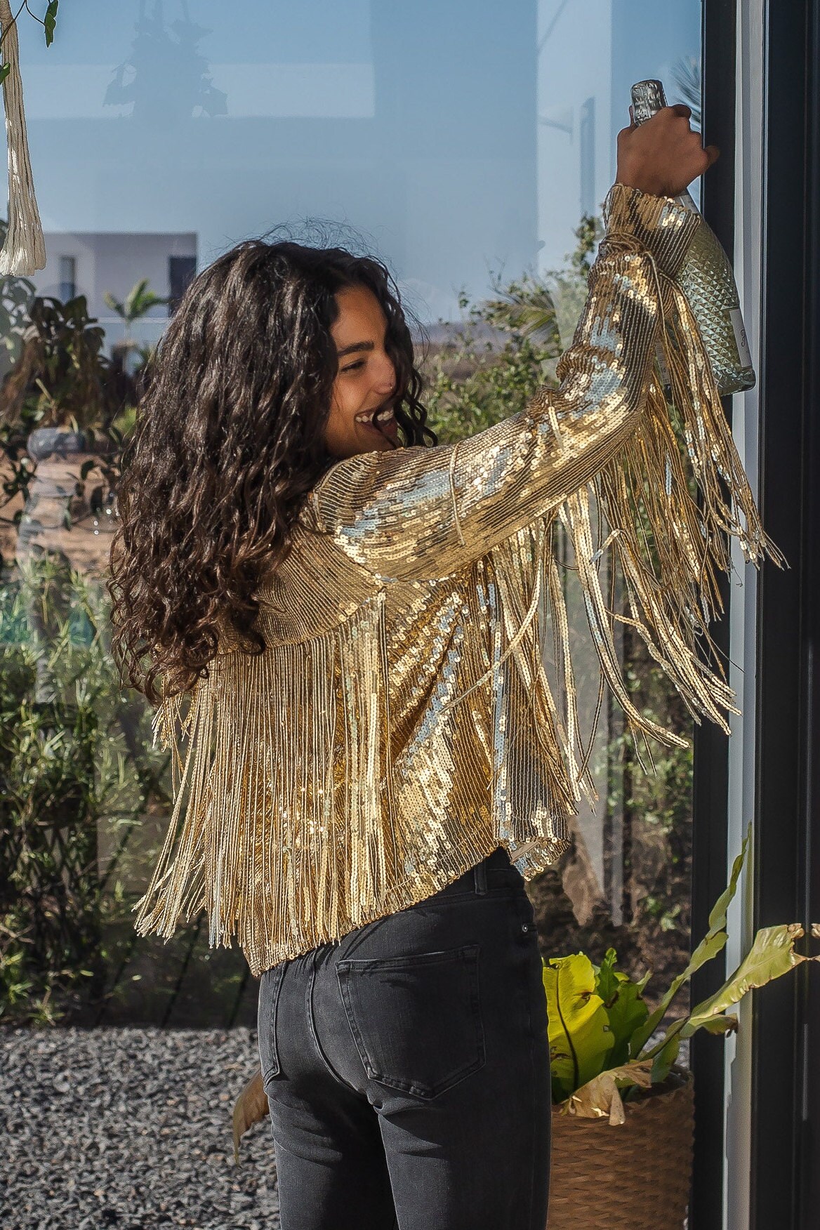 Sequin fringe cheap jacket