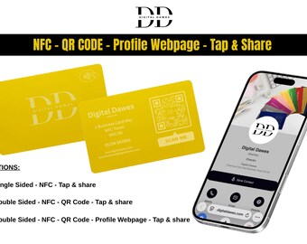 Custom Engraved Yellow NFC Business Card | Tap to Share, Optional Profile Webpage