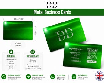 Custom Engraved Metal Business Cards GREEN