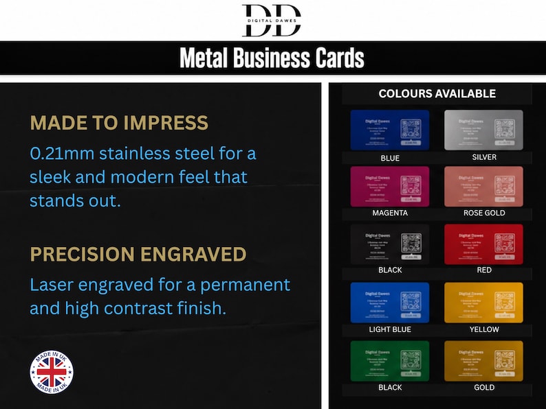 Custom Engraved Metal Business Cards ROSE GOLD image 2