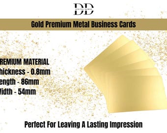 Cartes de visite en acier inoxydable dorées gravées - Cartes de visite personnalisées de luxe en métal 0,8 mm