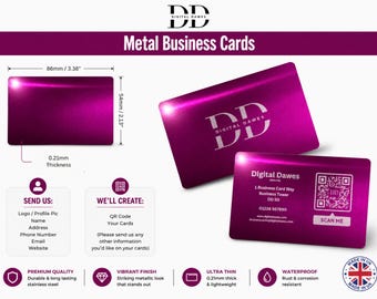 Custom Engraved Metal Business Cards MAGENTA