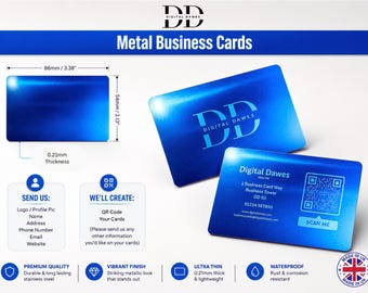 Custom Engraved Metal Business Cards BLUE