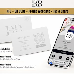 Biglietto da visita NFC bianco personalizzato con incisione / Tocca per condividere, pagina web del profilo facoltativa immagine 1