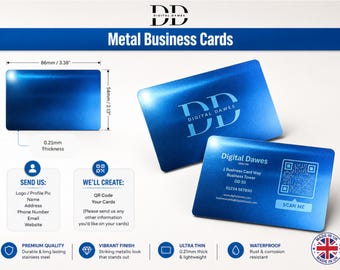 Custom Engraved Metal Business Cards LIGHT BLUE