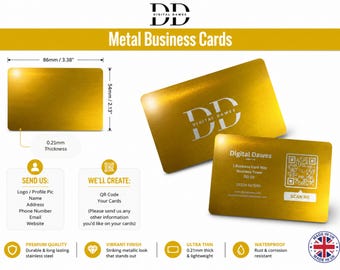 Custom Engraved Metal Business Cards YELLOW
