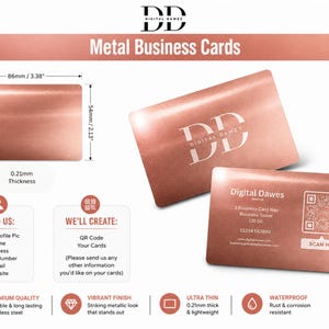 Custom Engraved Metal Business Cards ROSE GOLD image 1