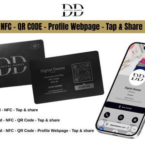 Custom Engraved Black NFC Business Card | Tap to Share, Optional Profile Webpage