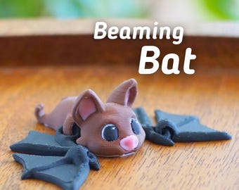 Articulated Bat Toy | Beaming Bat Fidget Figure | Halloween Desk Decor | Flexi Bat Gift for Kids & Adults | Bat Lover Gift | ForgeCore LUDO