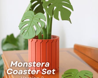 Monstera Coaster Plant Version 2| Monstera 3D Printed House Plant With Magnetic Leaves | Monstera Coasters | Home Plant | ForgeCore