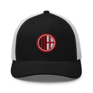 Milano Rossonero Minimalist Design Embroidered Trucker Cap Soccer Football Hat