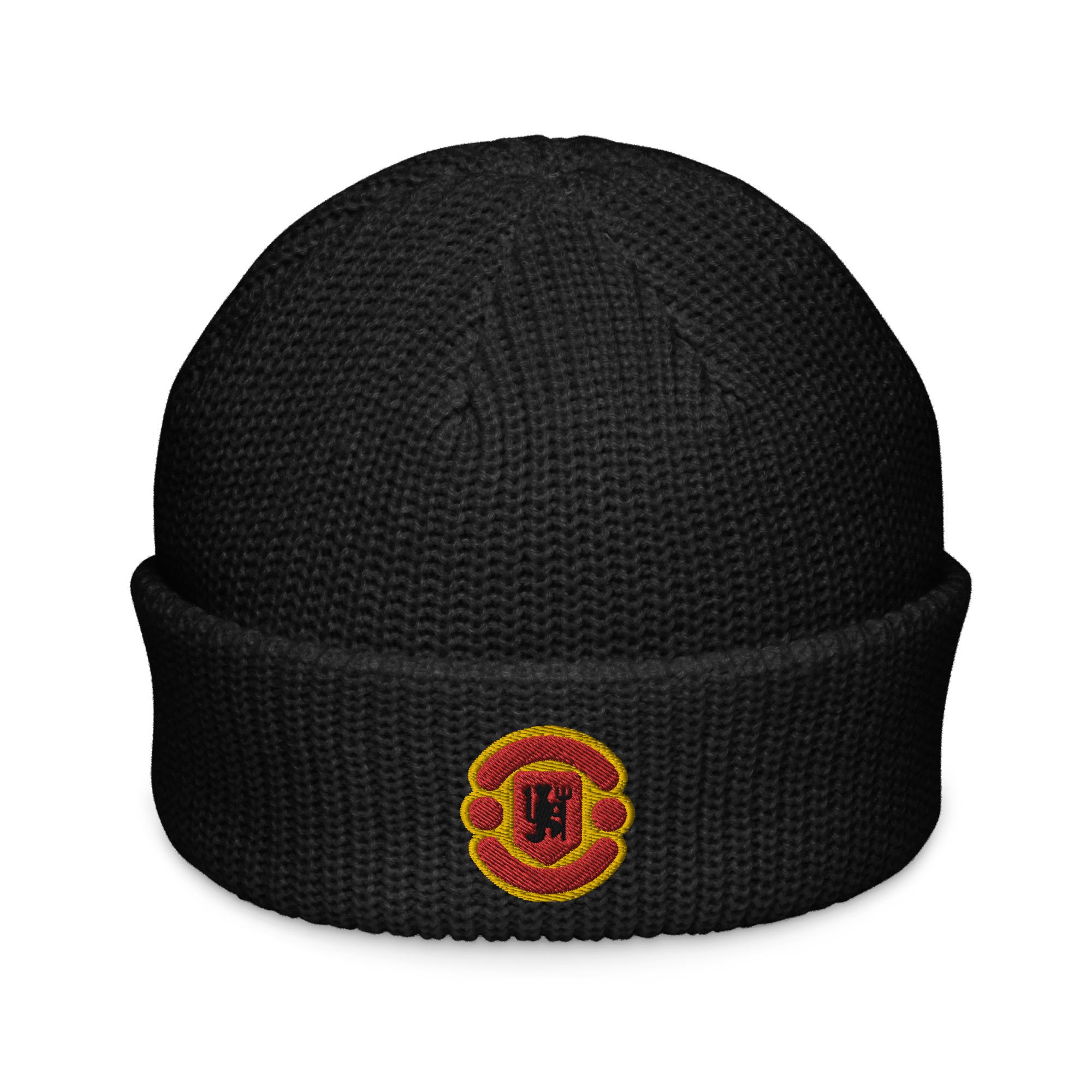 Red Devil Minimalist Design Embroidered Fisherman Beanie Soccer Football Hat