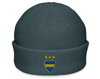 Boca Juniors Minimalist Design Embroidered Fisherman Beanie Soccer Football Hat