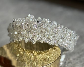 Bruiloft Tiara kroon, Crystal Tiara Bridal, bruiloft kroon, kweepeer Tiara kroon