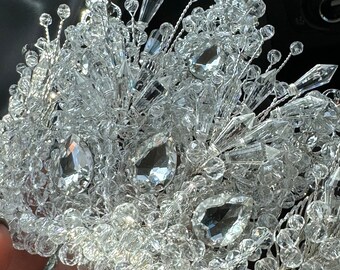 Wedding Crown Tiara, Bridal Headpiece, Bridal Royal Crown, Regal Crown for Wedding, Quinceañera Crown, Wedding Hairpiece