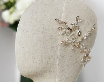 Diadème fait main décoré de cristaux, casque de mariée
