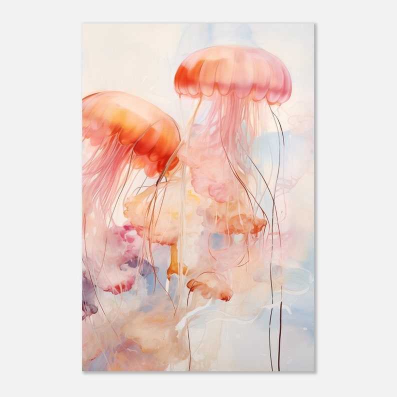 Jellyfish Wall Art, Jellyfish Watercolor Print, Whimsical Coastal