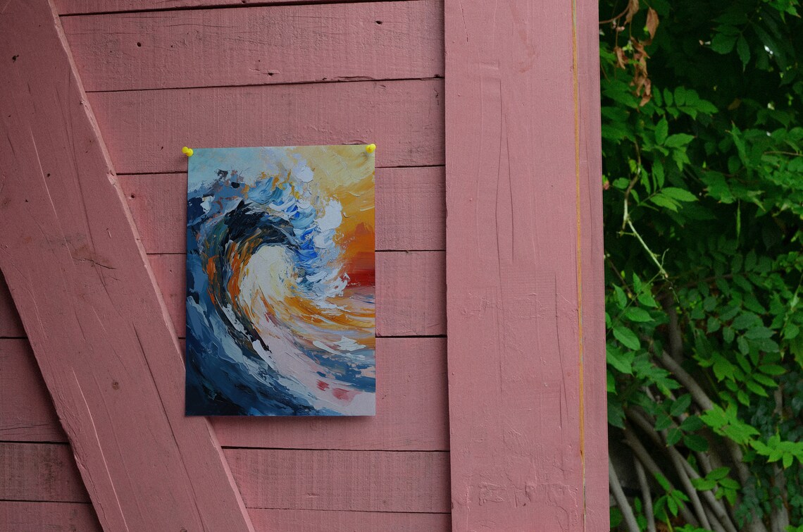 Color Abstract Ocean Wave Wall Art, Nautical Wall Decor, Coastal Art