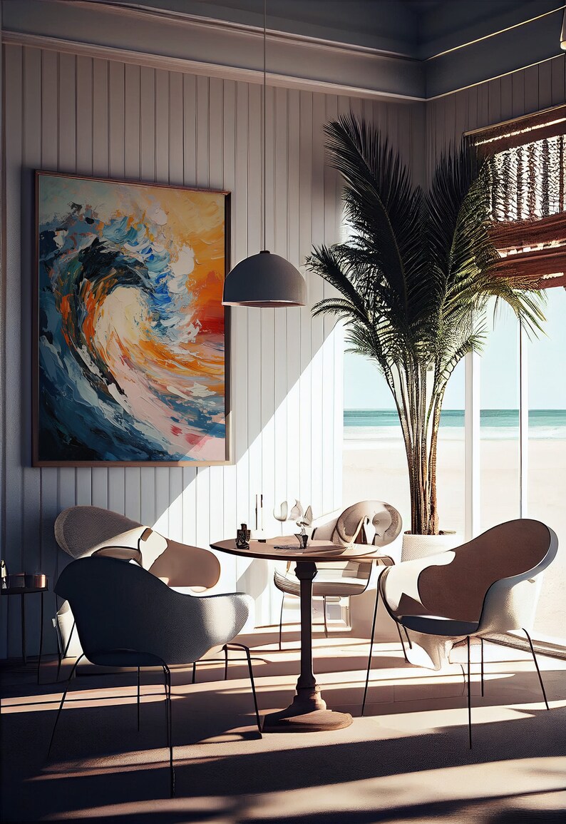 Color Abstract Ocean Wave Wall Art, Nautical Wall Decor, Coastal Art