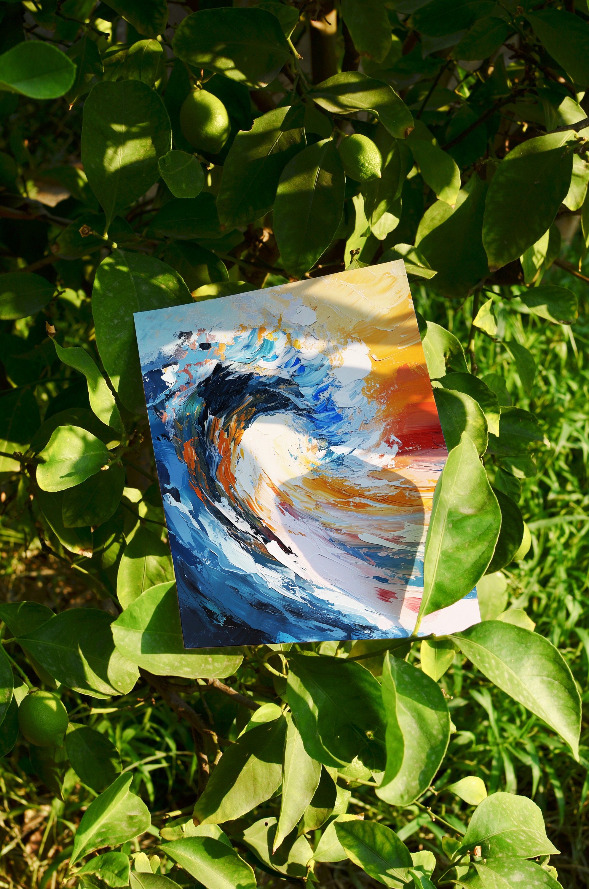 Color Abstract Ocean Wave Wall Art, Nautical Wall Decor, Coastal Art