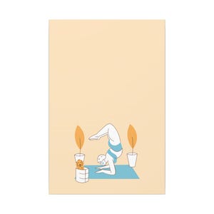 Minimalist Yoga Wall Art Print – Digital Download, Modern Home Decor, Meditation Illustration Poster, Boho Fitness Artwork with Dog