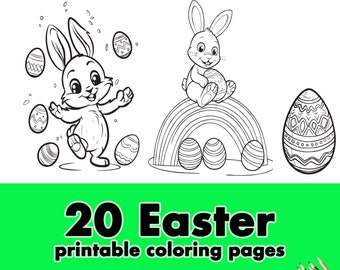 Easter Easy Coloring Pages For Kids, Toddlers, Preschoolers Coloring Book, Simple Coloring Pages Homeschool Printable