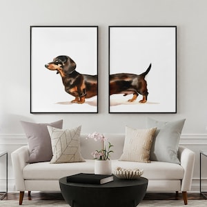 Dachshund Print, Bathroom Poster Decor, Set of 2 Prints, Sausage Dog Art, Dachshund Gift, Dog lover gift, Dachshund Art, Wall Decor