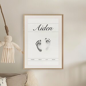 Personalisierter Baby-Druck, Baby-Fußabdruck, personalisiertes Babygeschenk, Muttertagsgeschenk, benutzerdefinierter Fußabdruck, benutzerdefinierte Babykunst, Kinderzimmerkunst, bedruckbar