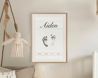 Personalized Baby Print, Baby Footprint Art, Custom Baby Gift, Mothers Day Gift, Custom Footprint, Custom Baby Art, Nursery Art, Printable