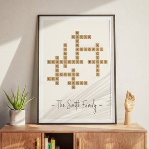 Impressão de Scrabble personalizada | Pôster de palavras cruzadas | Impressões de ladrilhos de letras personalizadas | Arte de nome de família personalizada | Presente personalizado para a família